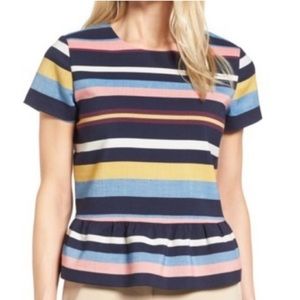 Halogen Striped Peplum Blouse
